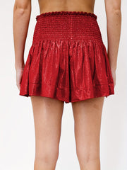 Shirred Waist Ruffle Trim Shorts for Women