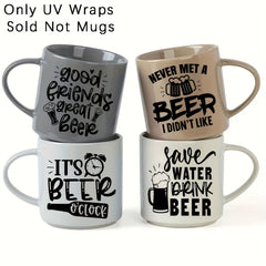 Beer Lover UV Transfer Stickers 12pcs Waterproof Self Adhesive St