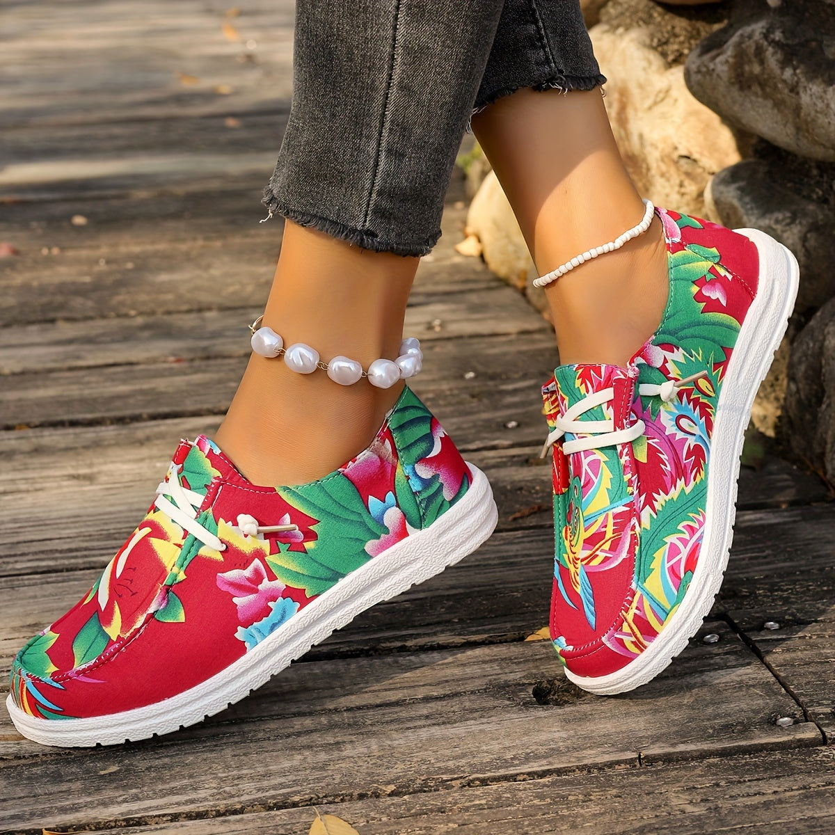 Floral Canvas Low Shoes Chinese Style Flats