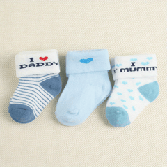 3 Pairs of Boys' Socks 0-3 Months - I Love Dad and Mom