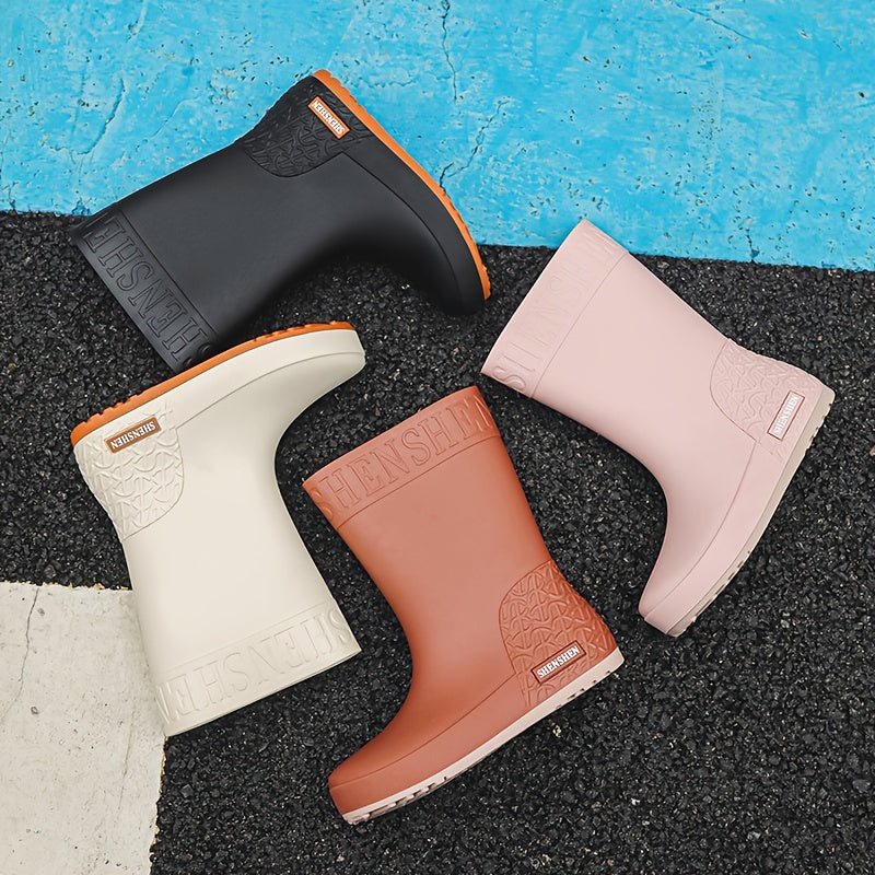 Women's Waterproof High Tube Rain Boots Solid Non slip Outdoor Rain Boots