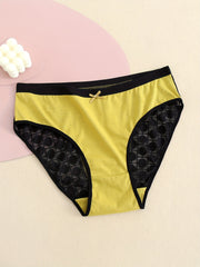 6 Pack Plus Size Seamless Colorblock Lace Briefs Set