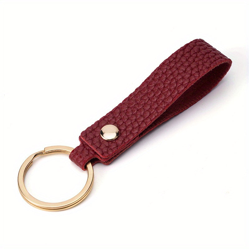 Pebbled Leather Bag Key Chain Keyring for Men