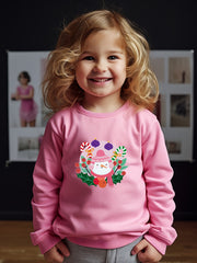 Cartoon Snowman Graphic Crew Neck Long Sleeve Sweatshirt Kids Christmas Gift