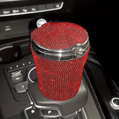 Rhinestone Car Ashtray with Lid & LED Light