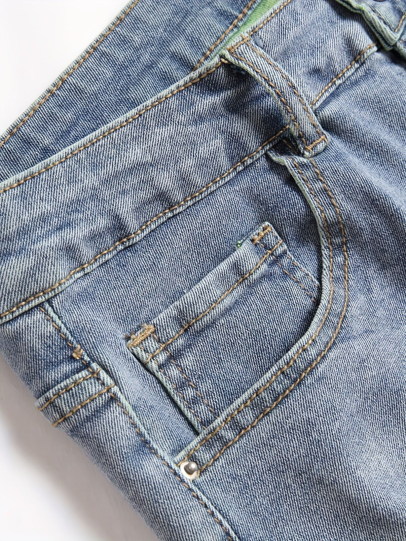 Yellow Green Mid Stretch Denim Shorts Men's Casual Street Style