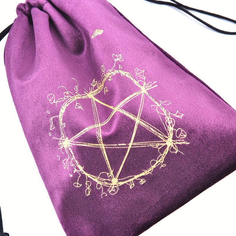 Floral Five pointed Star Velvet Storage Bag Drawstring Pocket