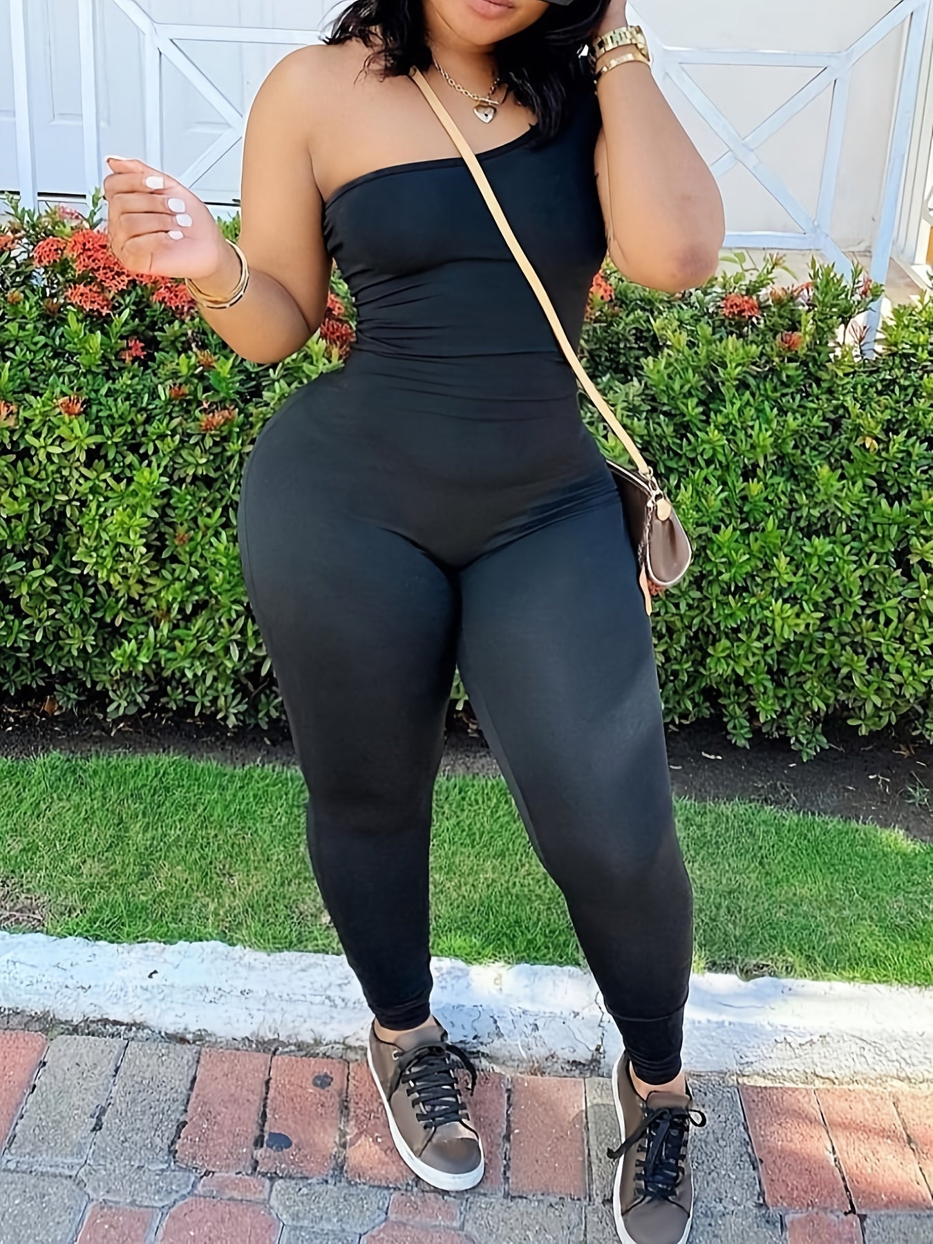 One Shoulder Stretch Jumpsuit