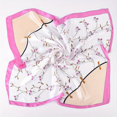 Flower Print Bandana Classic Silk Square Scarf Necke...