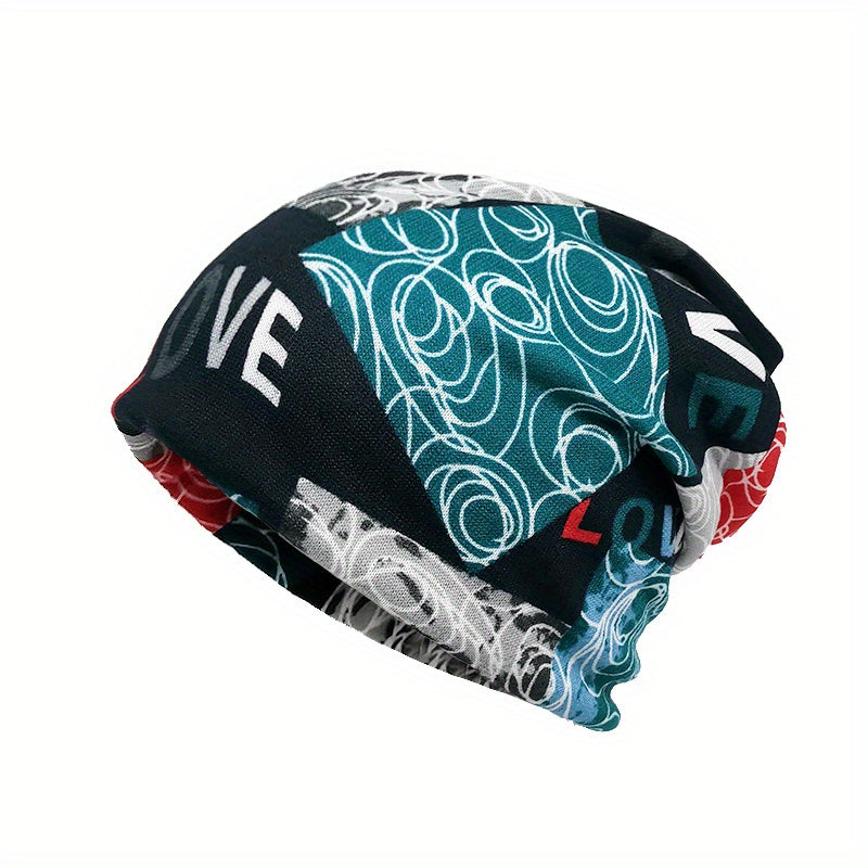 Stitching Print Beanie Hat Stacking Hat Outdoor Cycling Unisex