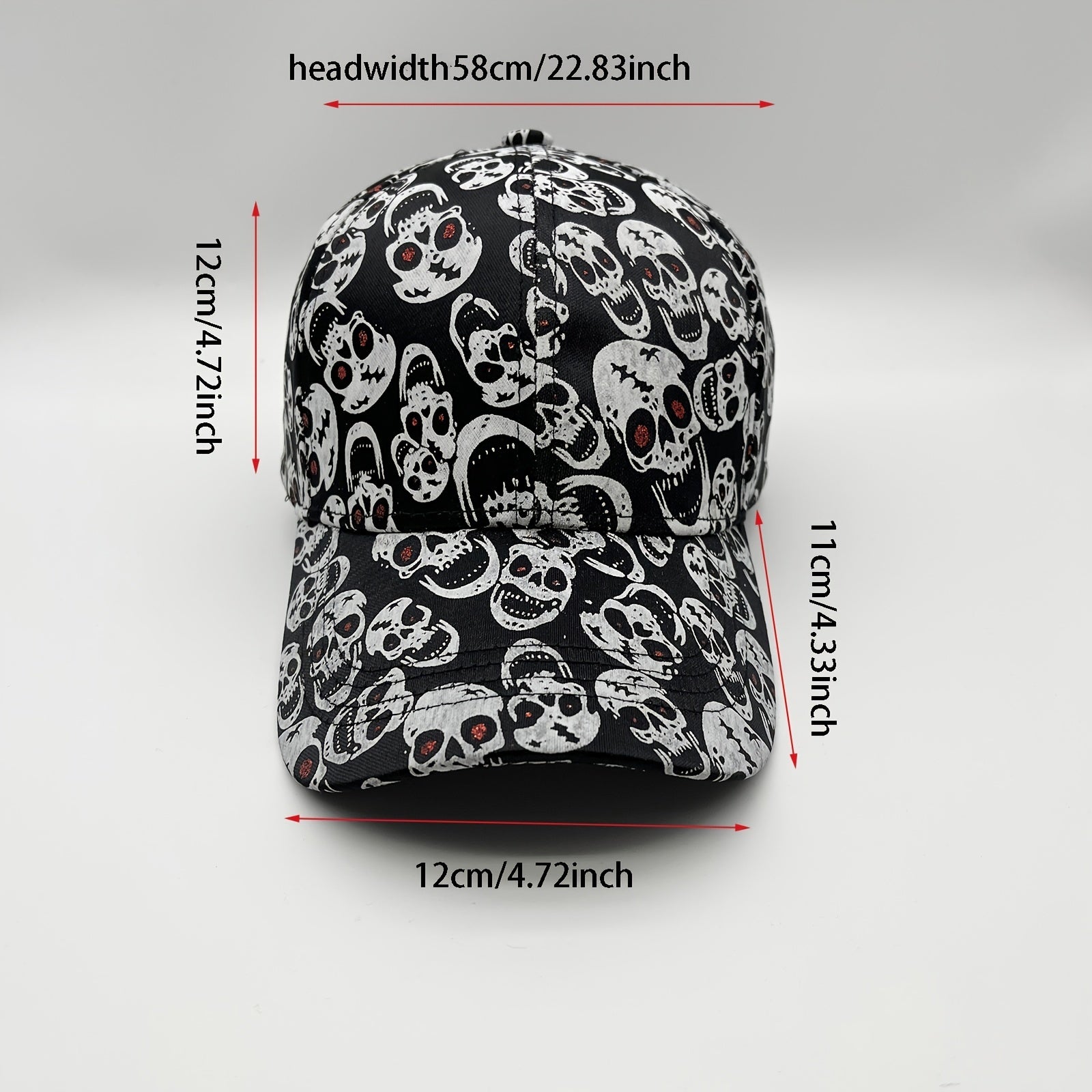 Skull Print Baseball Cap Y2K Vintage Sun Hat Men Unisex Dad Hats