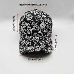 Skull Print Baseball Cap Y2K Vintage Sun Hat Men Unisex Dad Hats