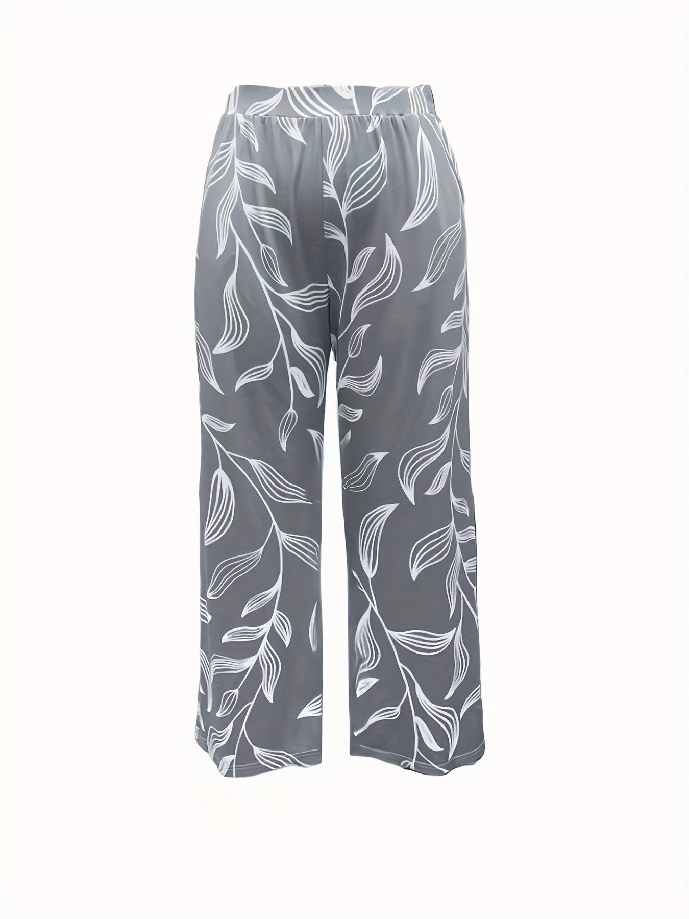Women's Plus Leaf Print Top & Pants Set
