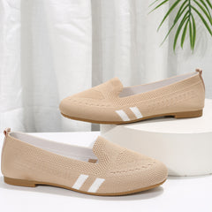 Women's Knitted Slip On Flats Comfortable Walking Shoes