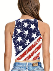 Graphic Print Tank Top Casual Crew Neck Independence Tank Top
