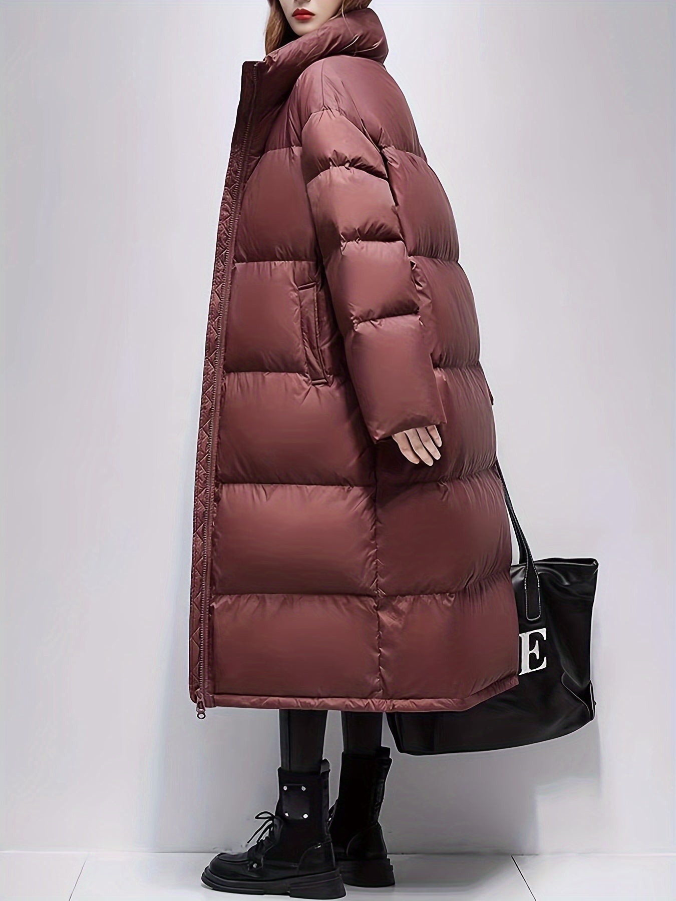 Long Puffer Jacket Winter Warm Stand Collar Activewear