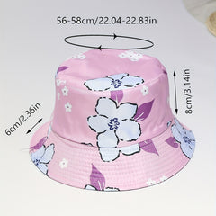 Flower Print Bucket Hat Pink Lightweight Sun Hat