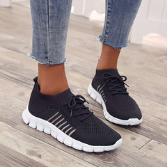 Women's Lace Up Knit Running Shoes Mesh Breathable Sneakers
