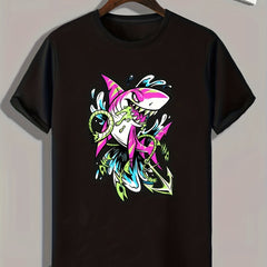 Shark Print Men's Graphic T-Shirt for Summer