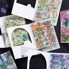4-Piece Set PET Gilded Flower Stickers Retro Hand Ledger Stickers