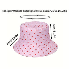 Pink Love Pattern Sunshade Bucket Hat Unisex