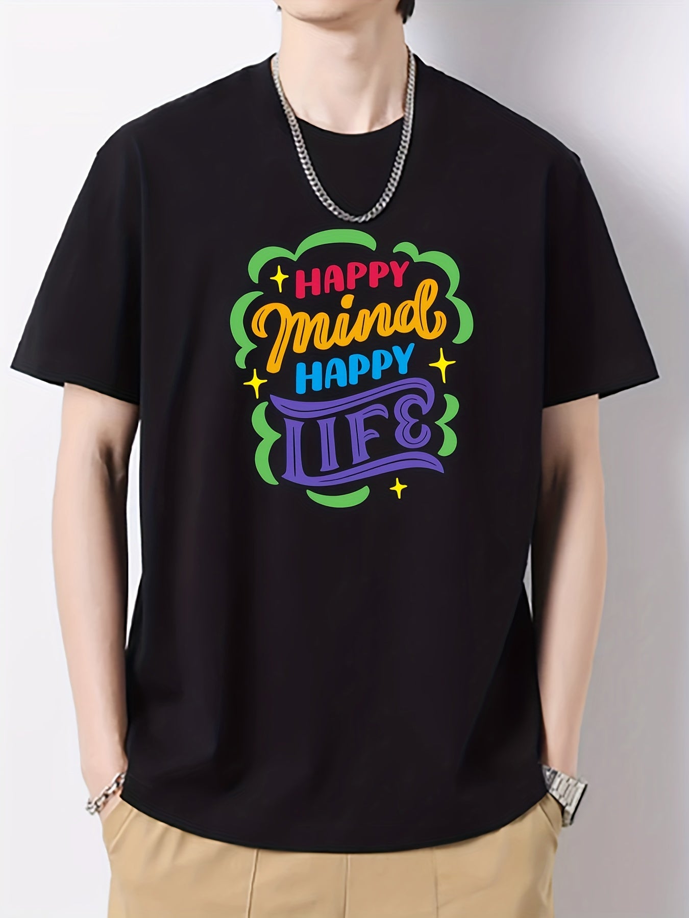 Men's Cotton Graphic Crew Neck Active T-shirt for Summer