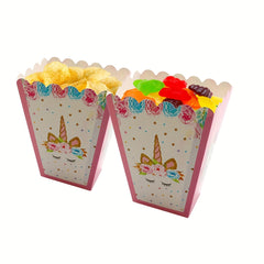 6Pcs Unicorn Popcorn Box Party Supplies