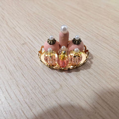 1:12 Dollhouse Bedroom Bathroom Accessories: Golden Tray & Pink Perfume Set