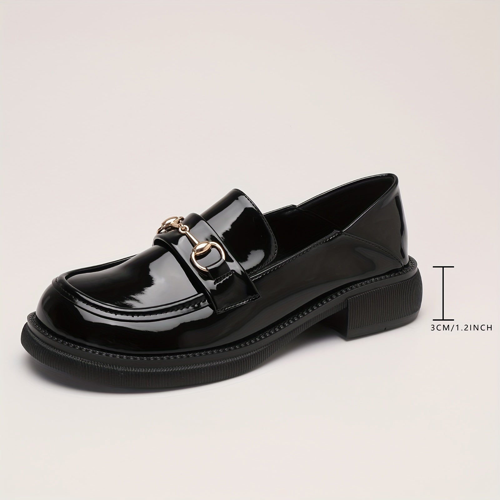Chunky Heel Loafers Stylish Faux Leather Shoes Comfortable