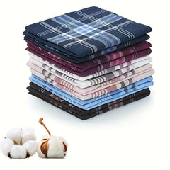6 Vintage Men's Handkerchiefs Soft Geometric Checkered Pocket Square Towels