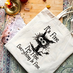 Cat Print Tote Bag Lightweight Canvas Shoulder Bag