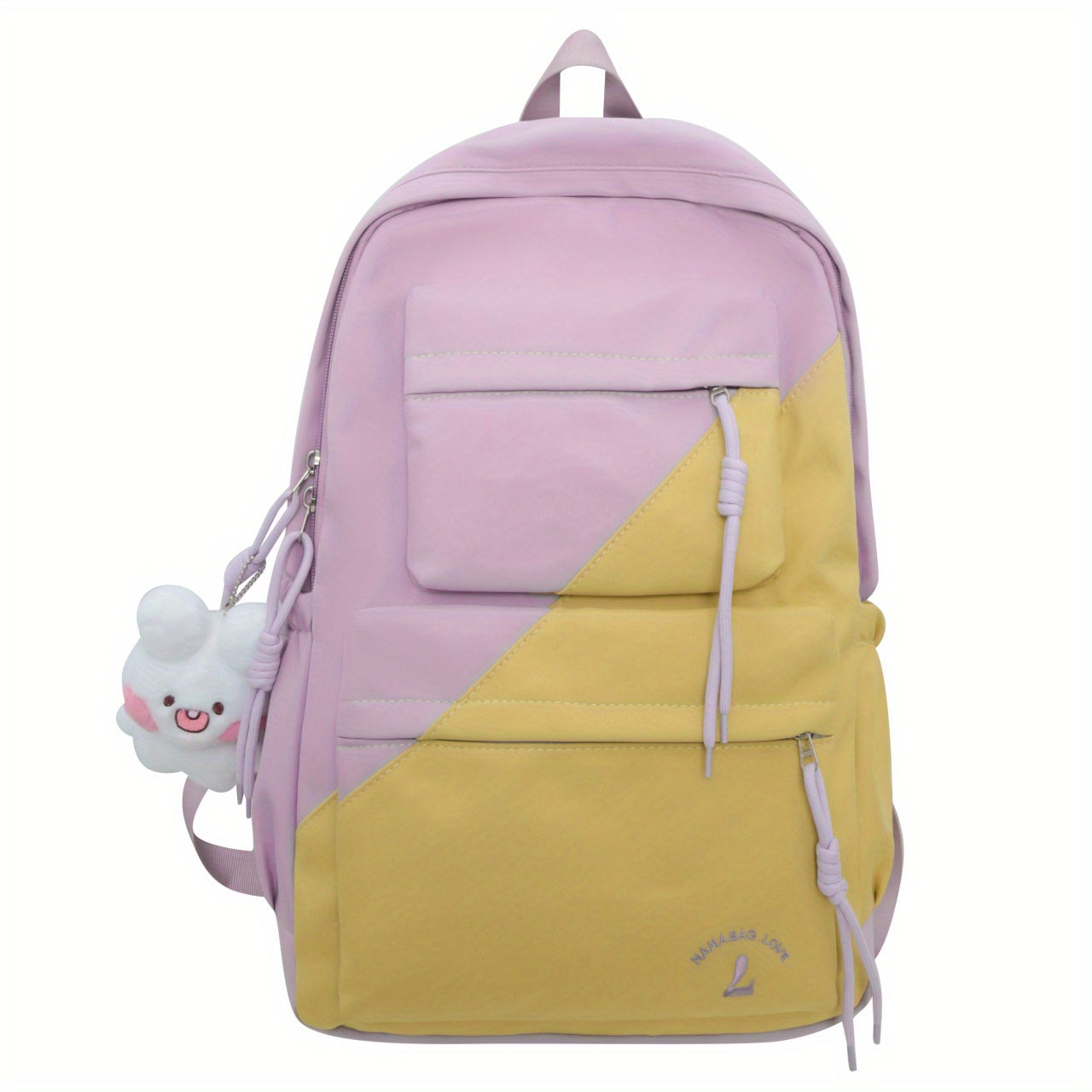 Large Capacity Preppy Backpack Nylon Lightweight School Campus Daypack
