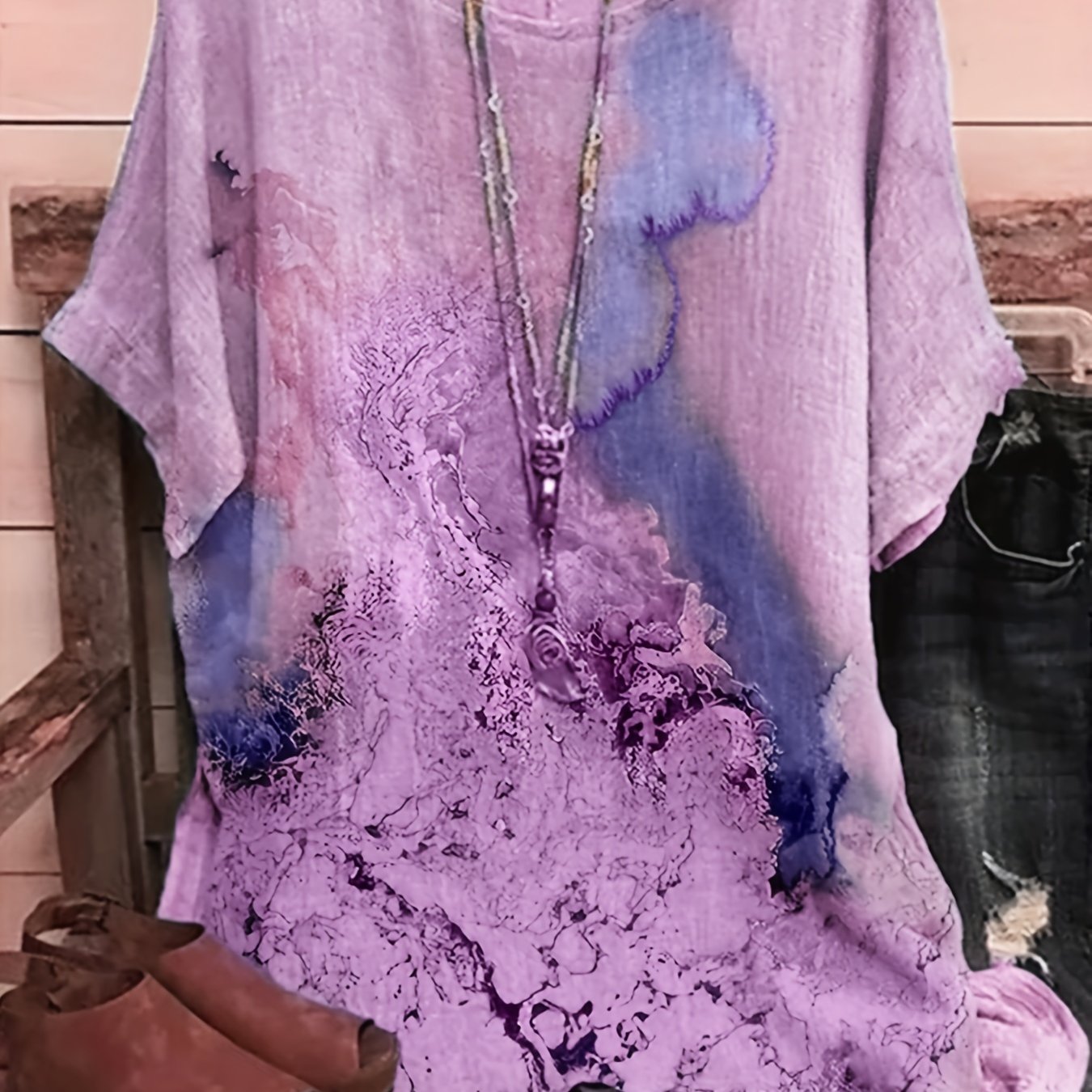 Tie Dye Short Sleeve Round Neck Tee