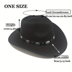 Classic Western Cowboy Hat Wide Brim Felt Fedora Hat