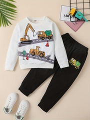 Boy's Excavator Truck Sweatshirt & Sweatpants Set