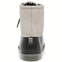 Waterproof PVC Duck Boots Lace Up Flat Non Slip Rain Snow Boots