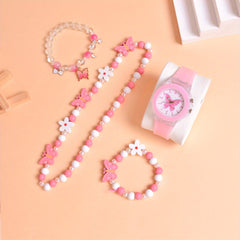 4pcs Butterfly Watch Set + Beaded Bracelet Accessory