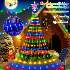 Solar Star Waterfall Lights 8 Modes Outdoor Christmas Decorative Lights