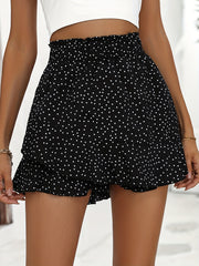 Polka Dot Print High Waisted Skort Casual Shirred Waist Skort