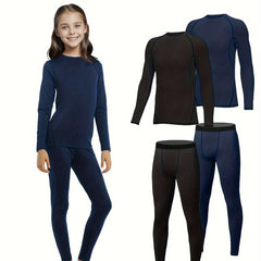2pcs Kids Warm & Slim Activewear Set Long Sleeve Top Pants Set Gift