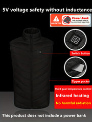 Men's Smart Heating Vest for Winter, 2 Areas, Warm Outdoor Clothing