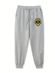 Skull Music Print Joggers Men's Stretch Sports Pants