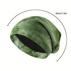 Tie Dye Print Soft Beanie Satin Lined Elastic Bonnet Sleeping Night Cap