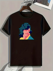 Portrait Pattern Print Men's Sports T-shirt Graphic Tee