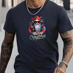 Christmas Print Men's Graphic Crew Neck Active T shirt