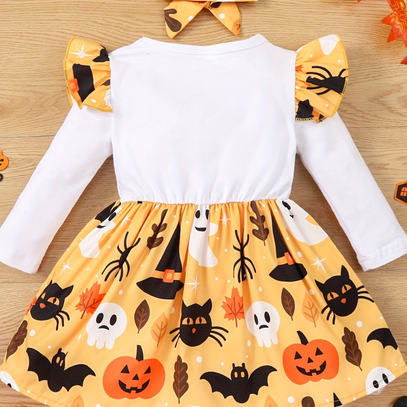 Cartoon Graphic Cotton Halloween Dress for Baby Girl
