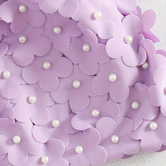 Purple Faux Pearl 3D Flower Swim Hat for Women