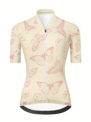 Women's Butterfly Print Cycling Jersey Slim Fit