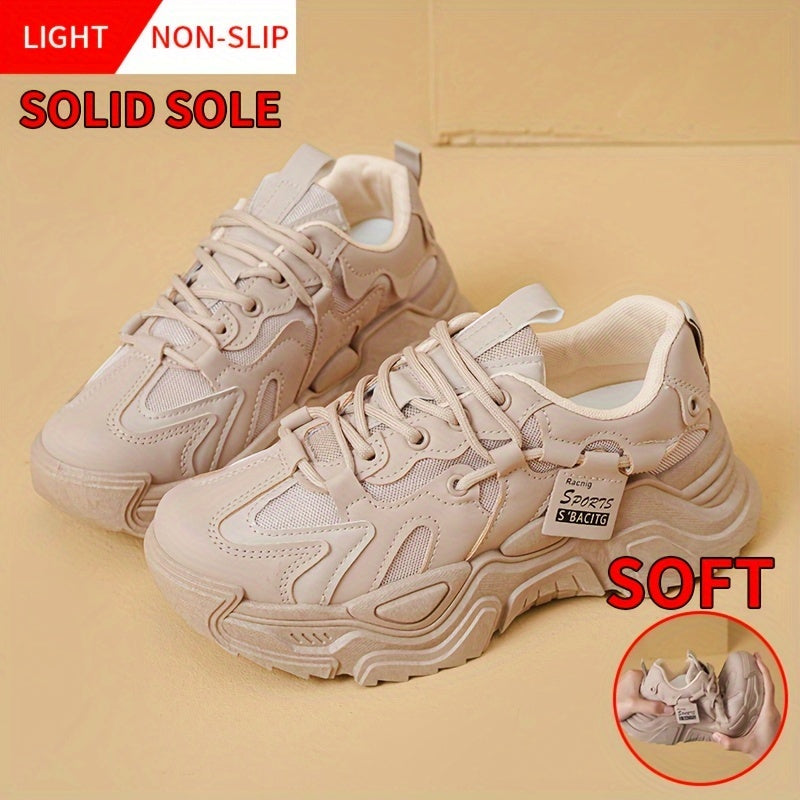 Women's Retro Platform Sneakers Lace-Up Casual Dad Shoes
