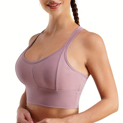 Patchwork Racerback Sports Bra Wire Padded Tank Top